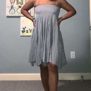 Gray flow strapless dress